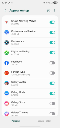 Overlay permission settings screen